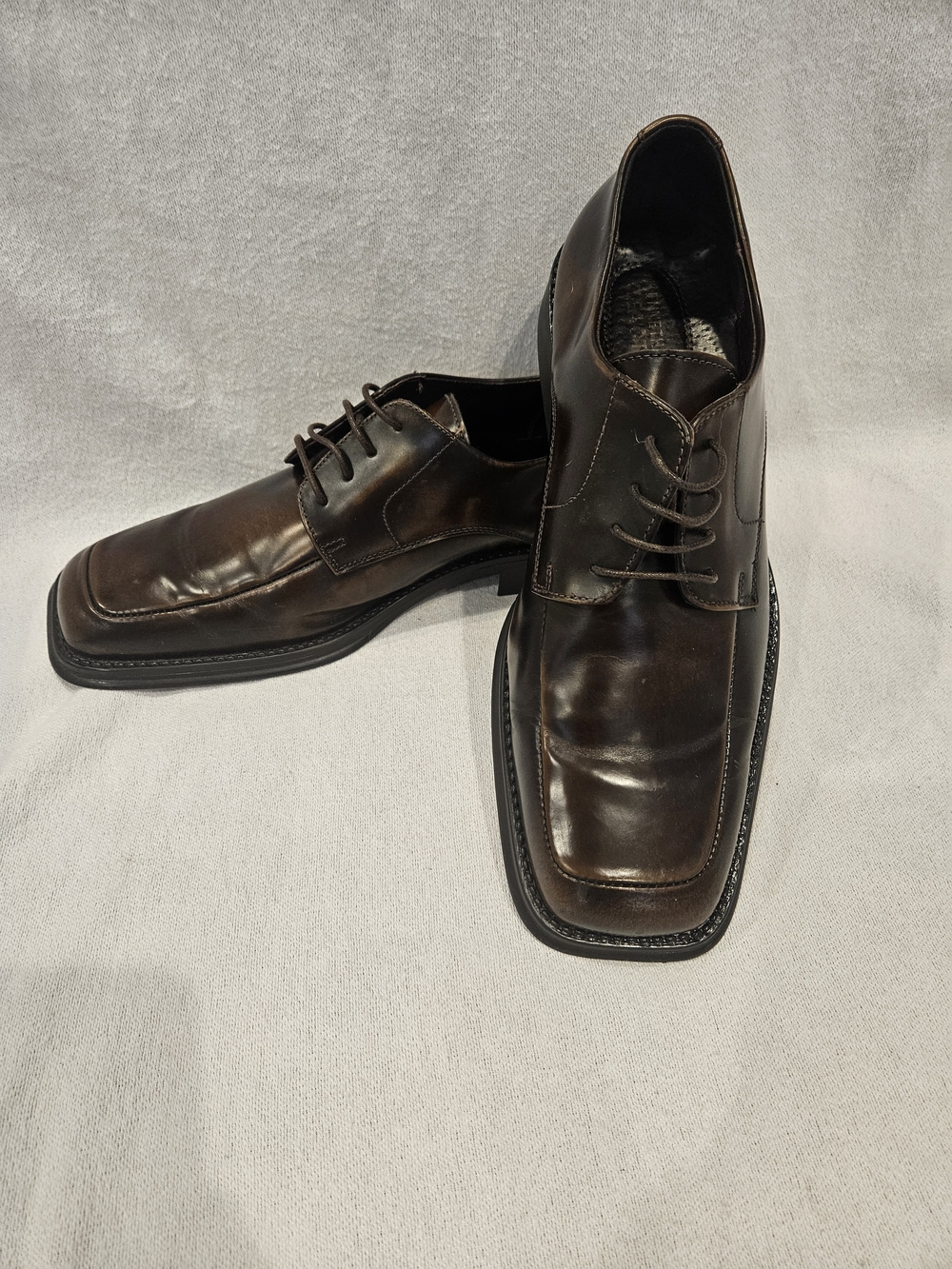 Kenneth Cole Reaction Men's Dark Brown Square-Toe Lace-Up Oxfords 10.5